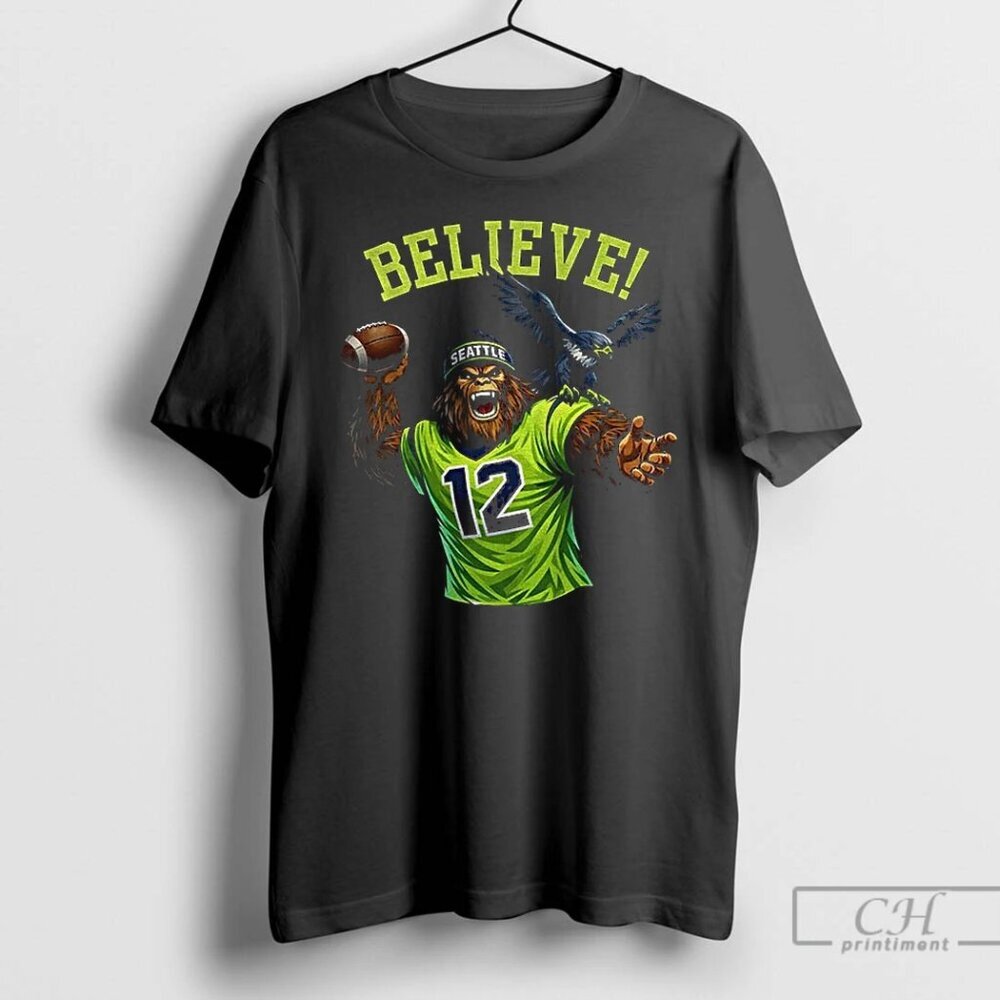 Bigfoot Believe Twelfth Man Seattle Seahawks Game Day Football T Shirt 90